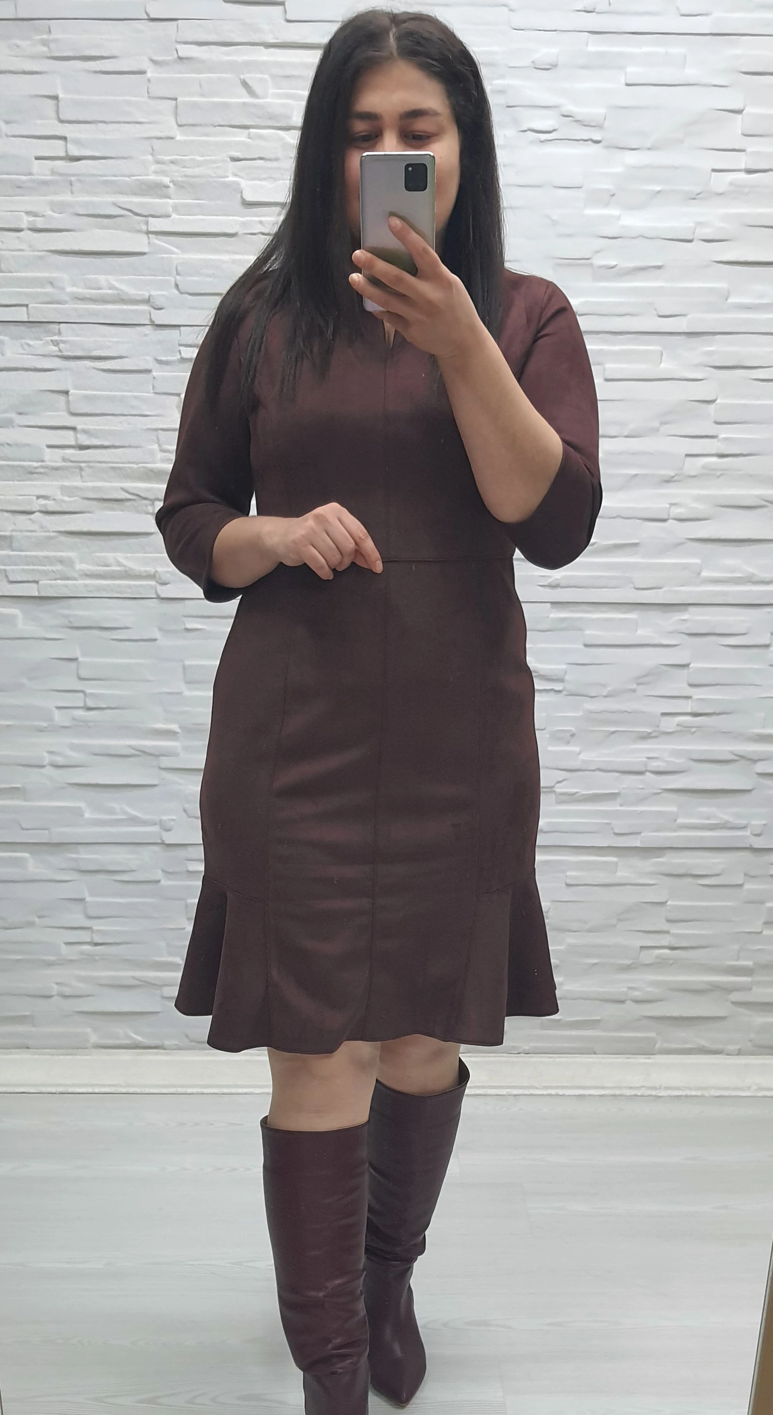 Süet Elbise-Acı Kahve