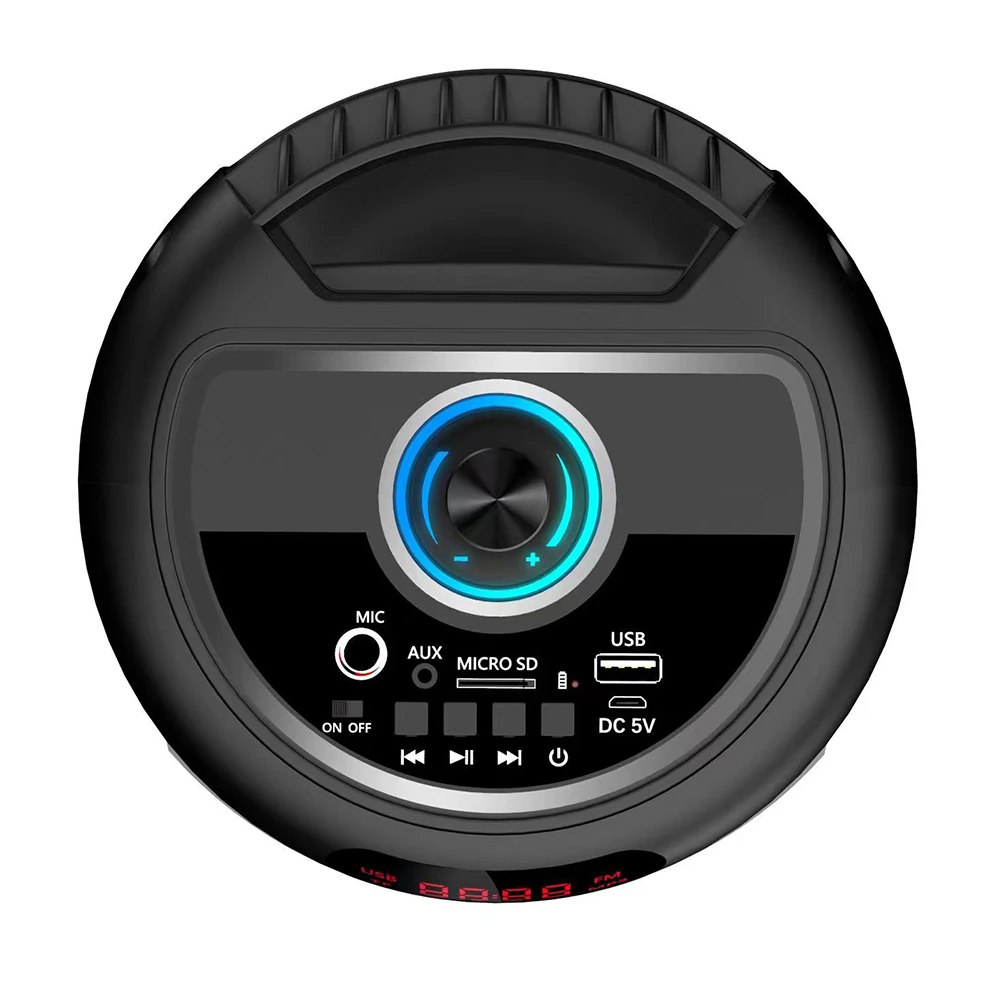 Ecruz GD-2402 Dijital LED Göstergeli FM Radyolu Mikrofonlu RGB TWS Çift 4 inç Stereo Bass Kablosuz Karaoke Hoparlör