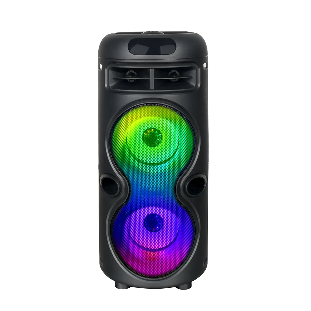 Ecruz GD-2402 Dijital LED Göstergeli FM Radyolu Mikrofonlu RGB TWS Çift 4 inç Stereo Bass Kablosuz Karaoke Hoparlör