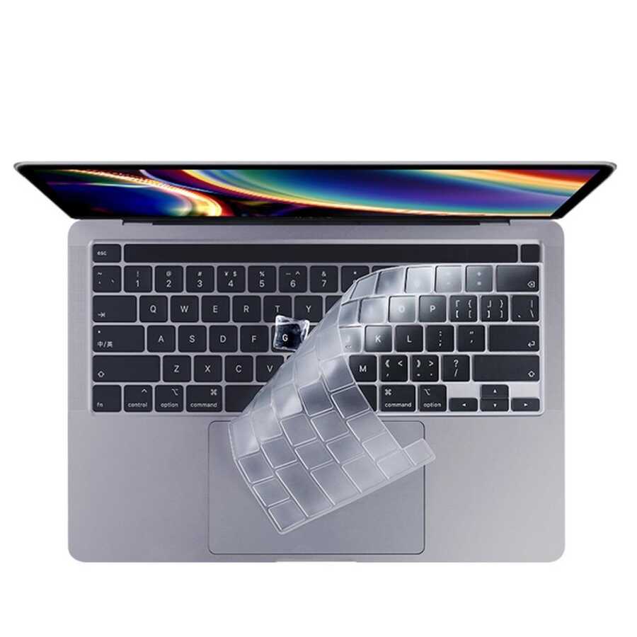 Apple Macbook Pro 16.2 2023 A2780 Ecruz Klavye Koruyucu Şeffaf Silikon Ped