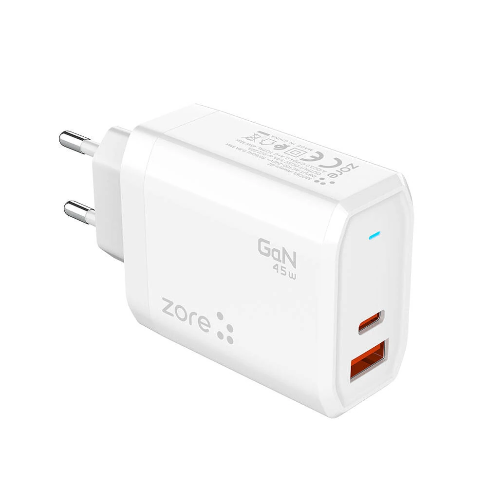 Ecruz Always-02 GaN Tech Type-C PD4.0 USB-A QC3.0 Hızlı Şarj Özellikli Seyahat Şarj Başlığı 45W