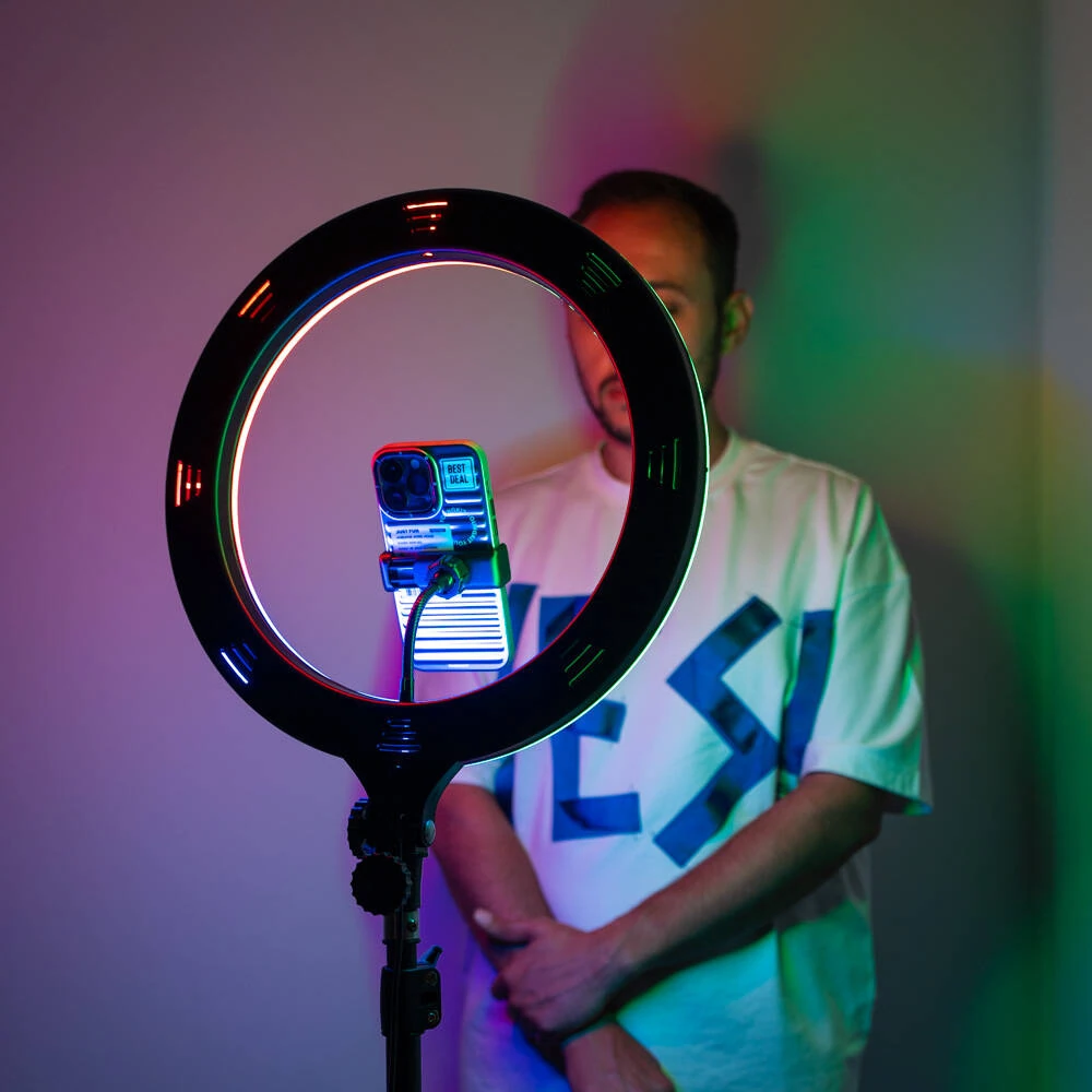 Ecruz MJ38 RGB 25W Ring Light Canlı Yayın 38cm USB'li ve Telefon Stand
