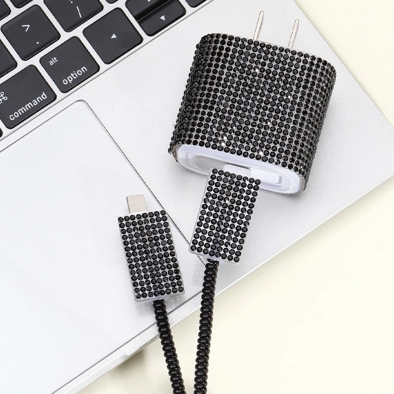 Ecruz Taşlı Şarj Aleti Koruyucu 4in1 Set