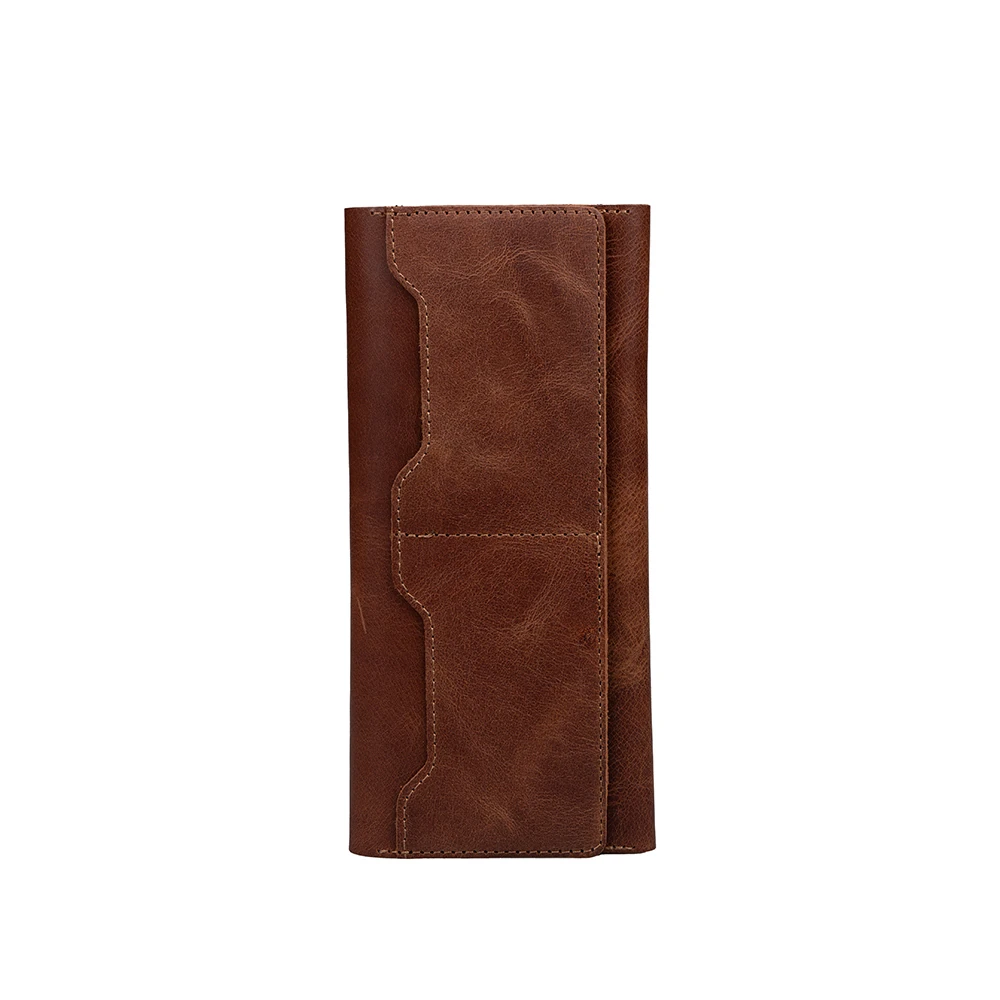 Ecruz Hakiki Deri Universal 10 Kart Hazneli Mıknatıslı Telefon Bölmeli Cüzdan