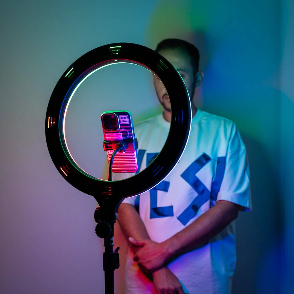 Ecruz MJ38 RGB 25W Ring Light Canlı Yayın 38cm USB'li ve Telefon Stand