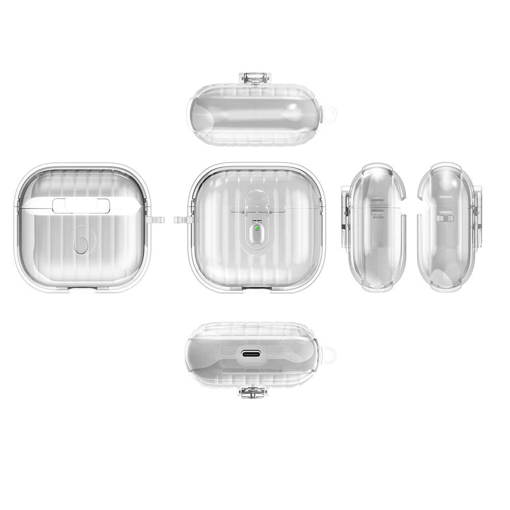 Airpods 4 Kılıf Kenarları Renkli Şeffaf Dilimli Silikon Ecruz Airbag 40 Kılıf