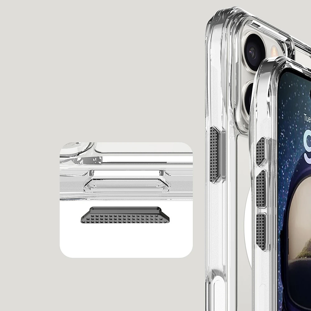 Apple iPhone 16 Pro Max Kılıf M-safe Şarj Özellikli Airbagli Şeffaf Ecruz İncek Kapak