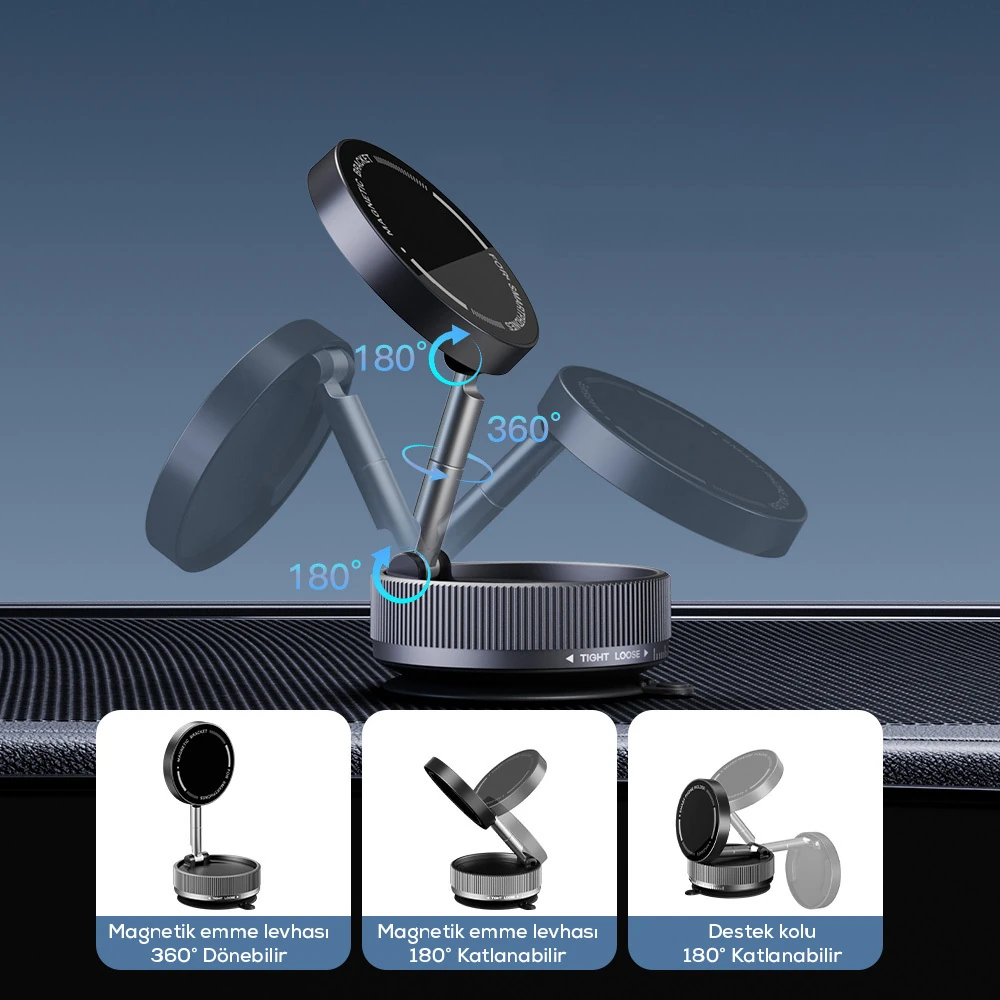 Ecruz K10A Vakum Özellikli Magnetik Telefon Tutucu