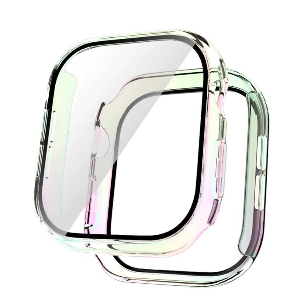 Apple Watch 10 42mm Sert PC Kasa Electroplatink Çerçeveli Ekran Koruyucu Ecruz Watch Gard 36