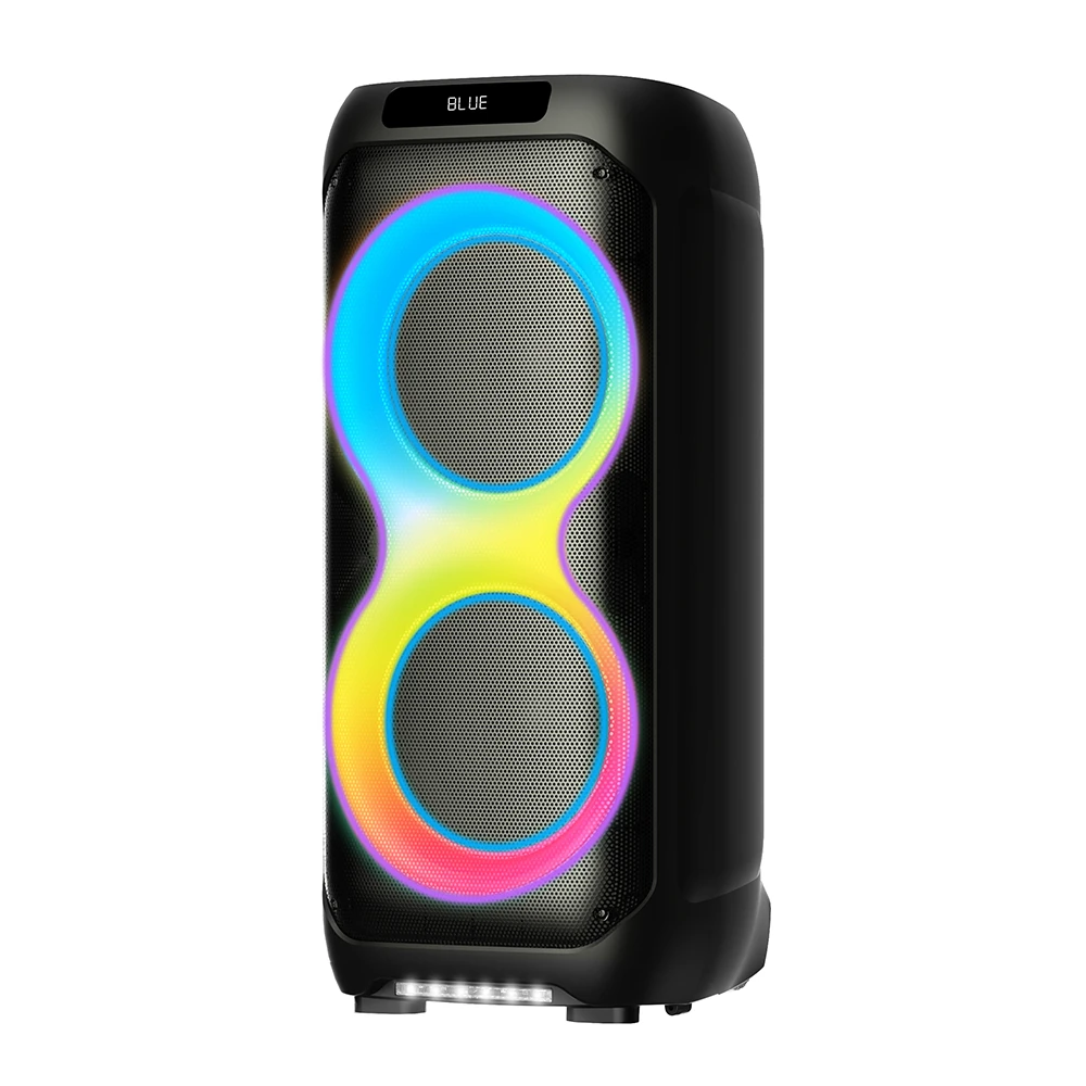 Ecruz LT-2131 Dijital LED Göstergeli Mikrofonlu RGB TWS Çift 8 inç Stereo Bass Kablosuz Karaoke Hoparlör