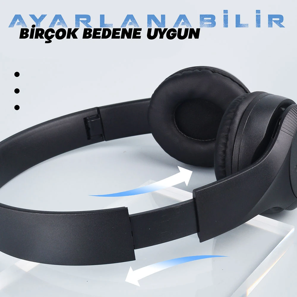 Ecruz ST95 Güçlü Ses Özelliği Ayarlanabilir ve Katlanabilir Kulak Üstü Bluetooth Kulaklık