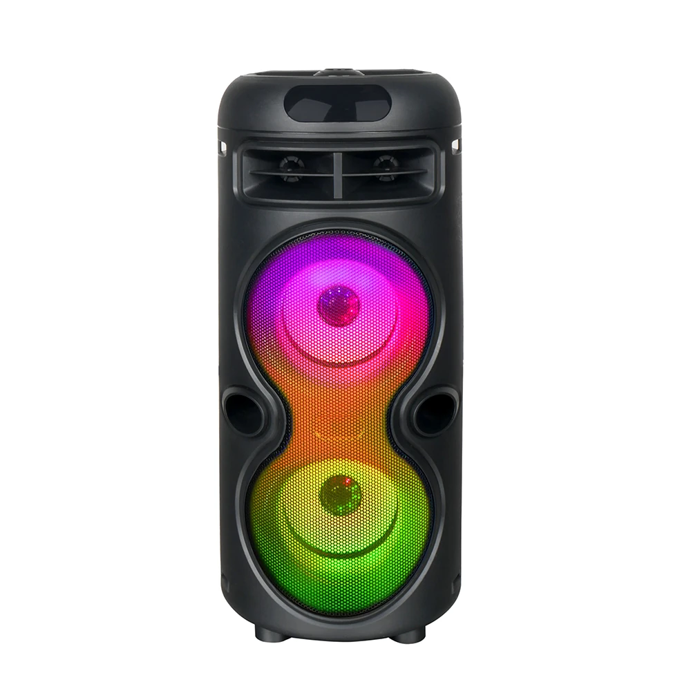 Ecruz GD-2402 Dijital LED Göstergeli FM Radyolu Mikrofonlu RGB TWS Çift 4 inç Stereo Bass Kablosuz Karaoke Hoparlör