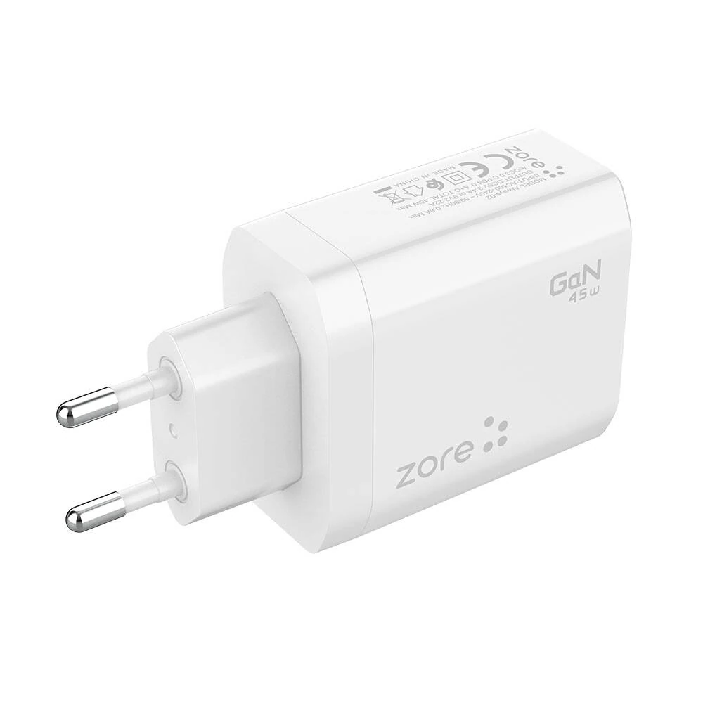 Ecruz Always-02 GaN Tech Type-C PD4.0 USB-A QC3.0 Hızlı Şarj Özellikli Seyahat Şarj Başlığı 45W