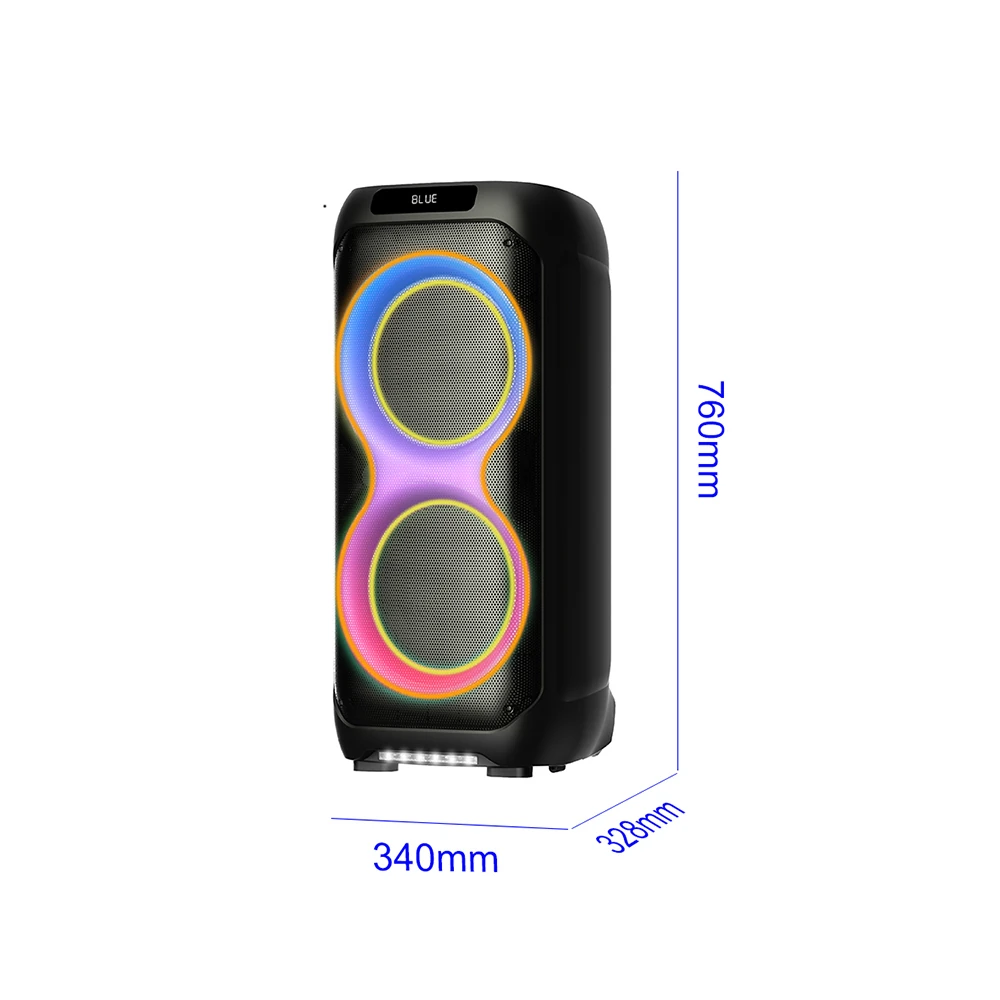 Ecruz LT-2131 Dijital LED Göstergeli Mikrofonlu RGB TWS Çift 8 inç Stereo Bass Kablosuz Karaoke Hoparlör