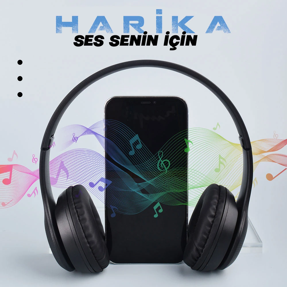 Ecruz ST95 Güçlü Ses Özelliği Ayarlanabilir ve Katlanabilir Kulak Üstü Bluetooth Kulaklık