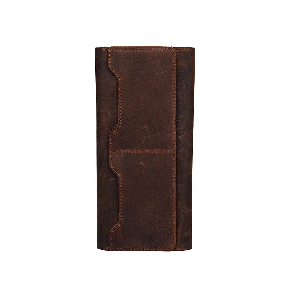 Ecruz Hakiki Nubuk Deri Universal 10 Kart Hazneli Mıknatıslı Telefon Bölmeli Cüzdan