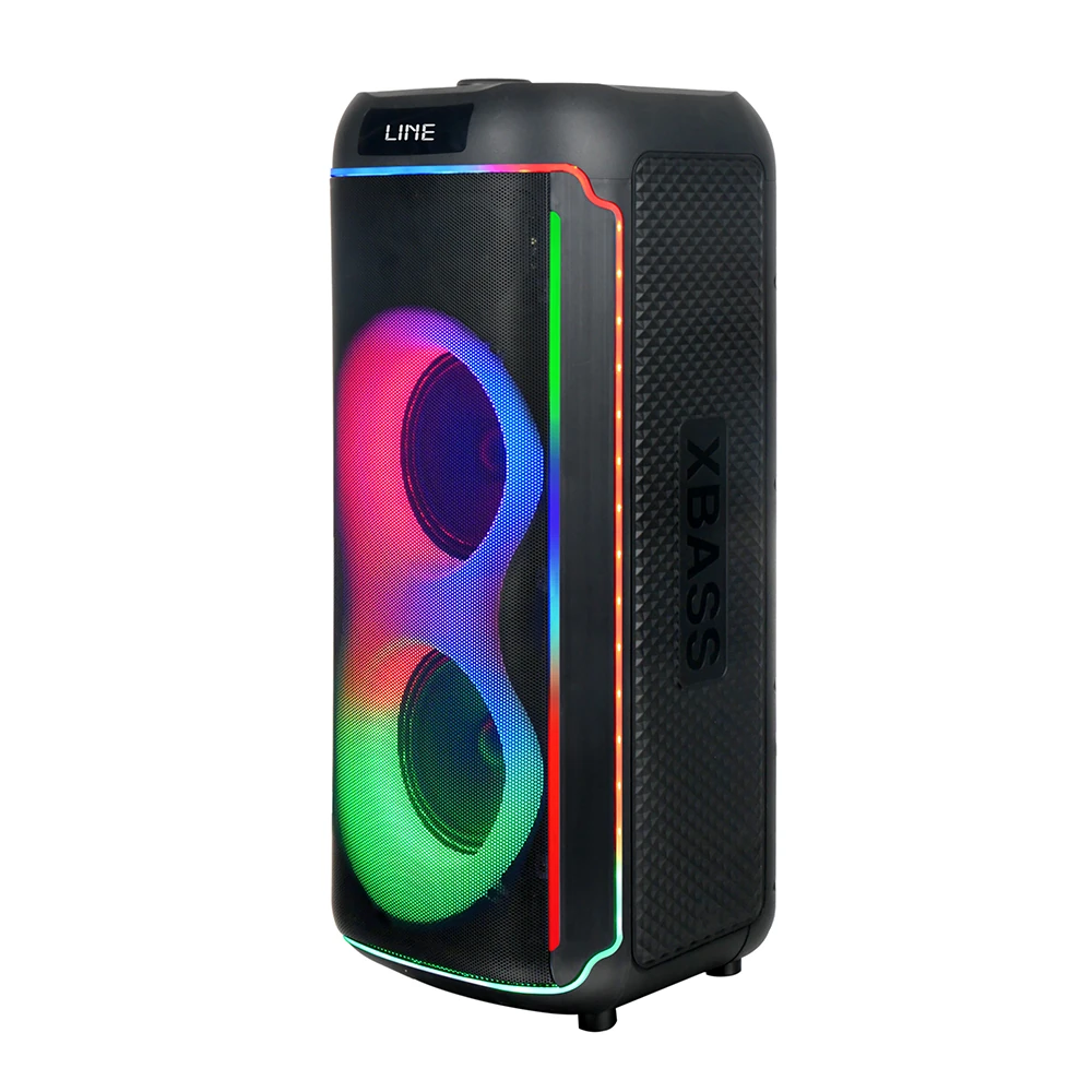 Ecruz GD-2606 Dijital LED Göstergeli FM Radyolu Mikrofonlu RGB TWS Çift 6.5 inç Stereo Bass Kablosuz Karaoke Hoparlör