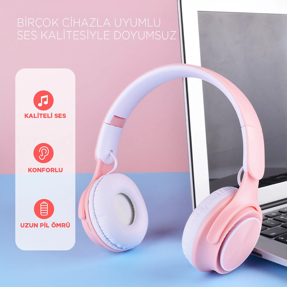 Ecruz M6 Pro Ayarlanabilir ve Katlanabilir Kulak Üstü Bluetooth Kulaklık