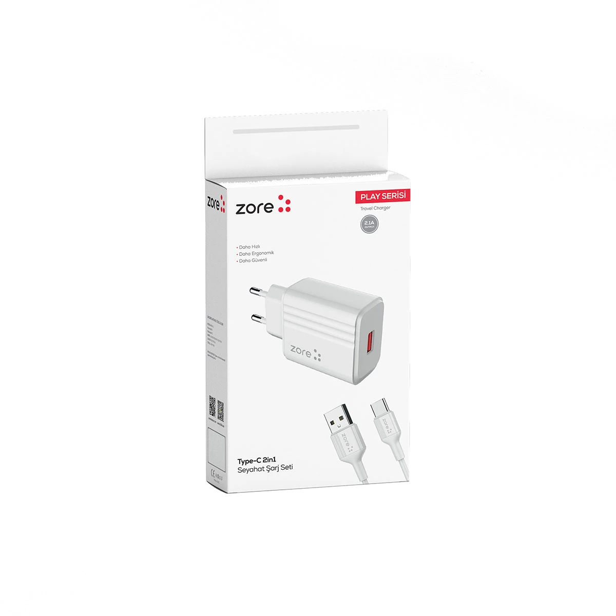 Ecruz Play Serisi PL1 Type-C 2in1 Seyahat Şarj Aleti 12W