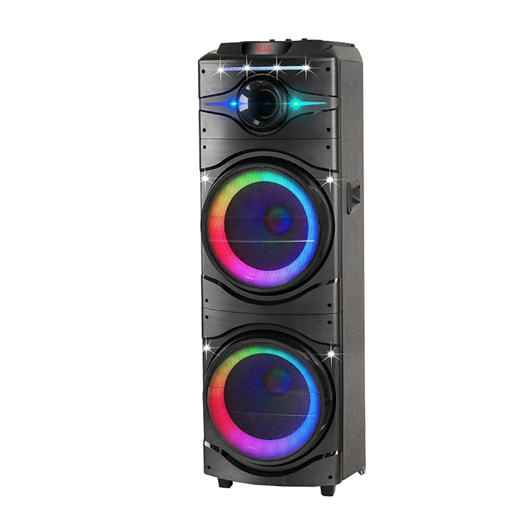 Ecruz GD-2016 Dijital LED Göstergeli FM Radyolu Mikrofonlu RGB TWS Çift 12 inç Stereo Bass Kablosuz Karaoke Hoparlör