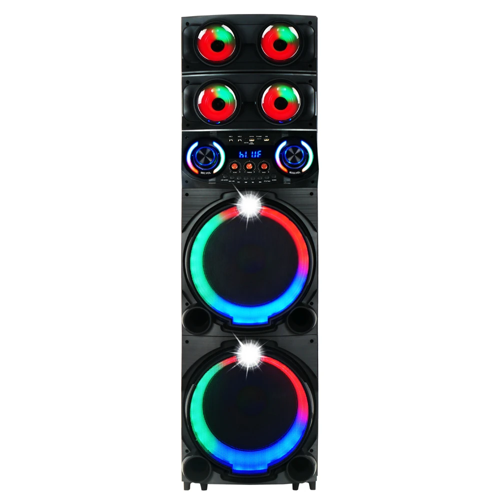 Ecruz GD-2126 Dijital LED Göstergeli FM Radyolu Mikrofonlu RGB TWS Çift 12 inç Stereo Bass Kablosuz Karaoke Hoparlör