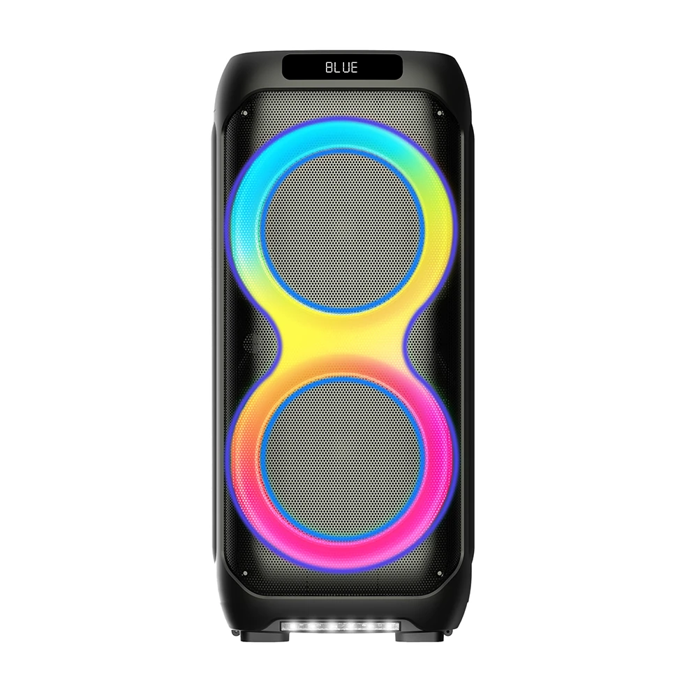 Ecruz LT-2131 Dijital LED Göstergeli Mikrofonlu RGB TWS Çift 8 inç Stereo Bass Kablosuz Karaoke Hoparlör