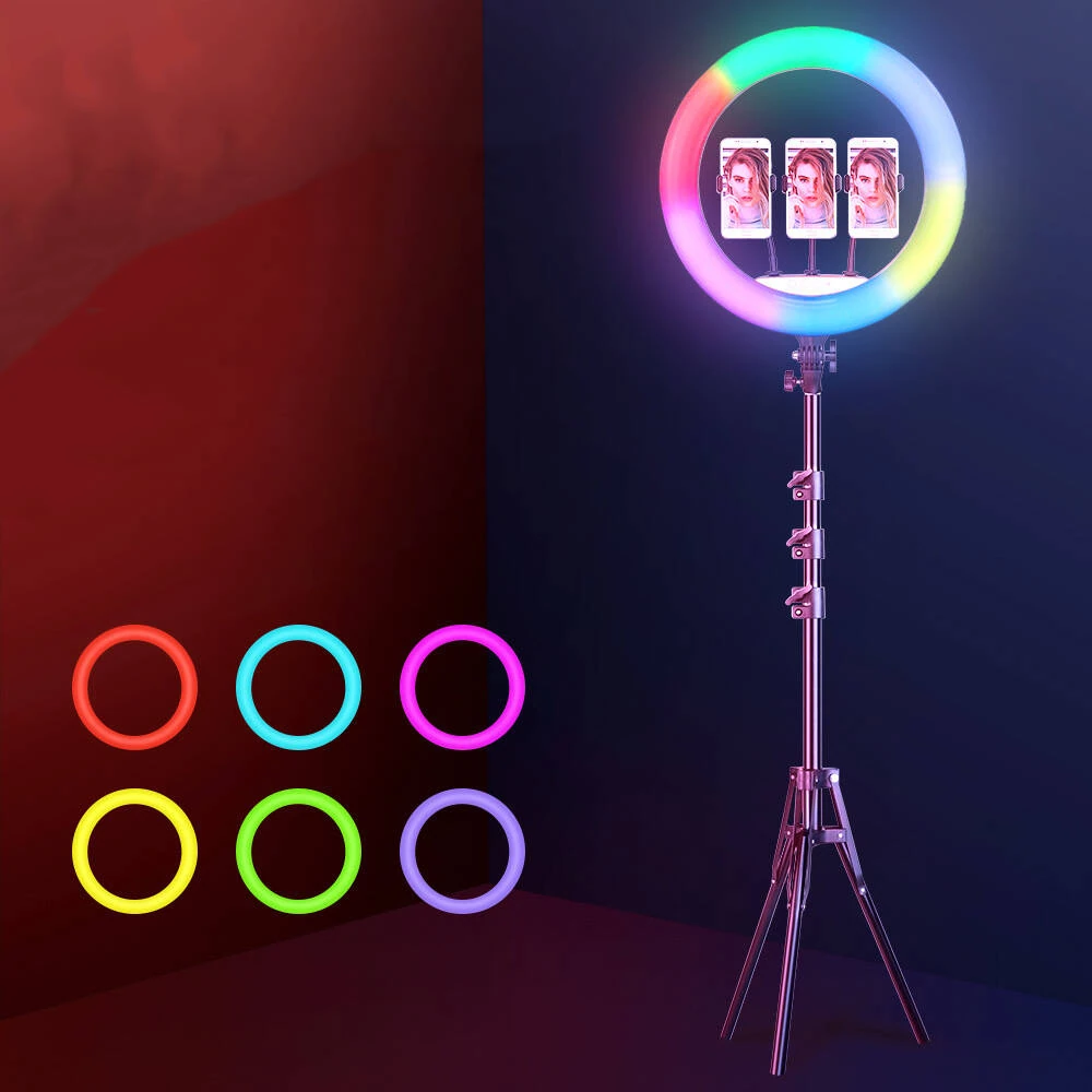 Ecruz RGB Light 56cm Işıklı Telefon Tutucu Ring Light