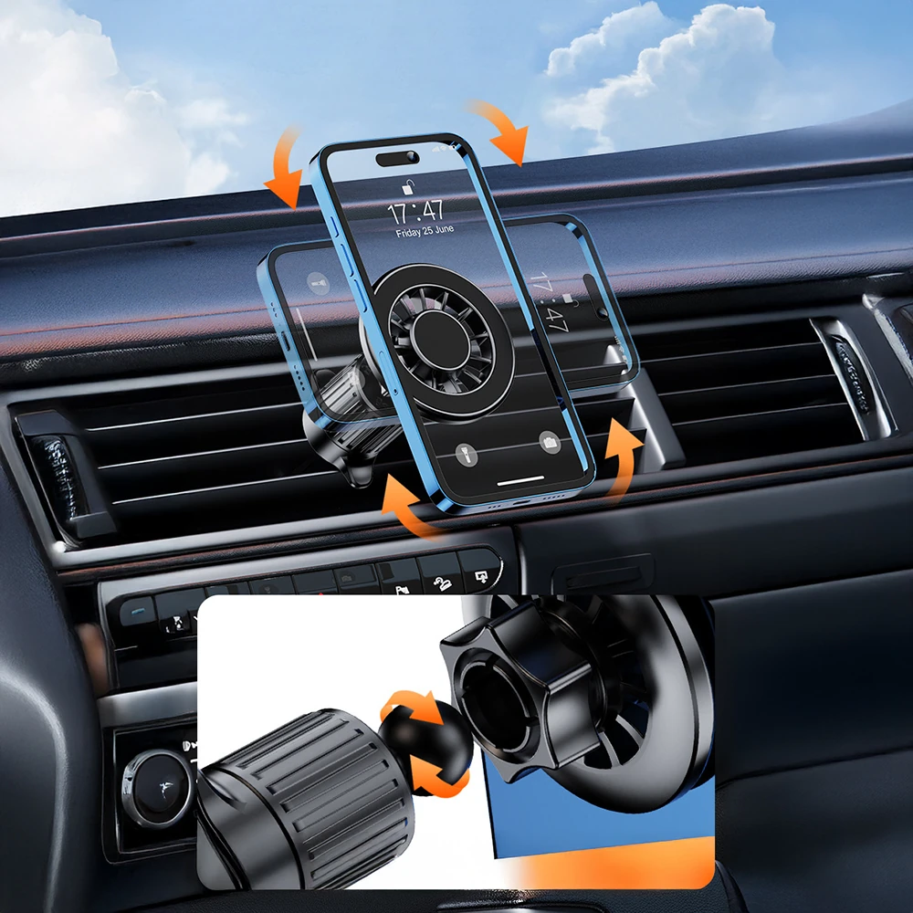 Ecruz YC-19 Magnetik 360 Derece Oynar Başlıklı Telefon Tutucu Havalandırma Tasarım