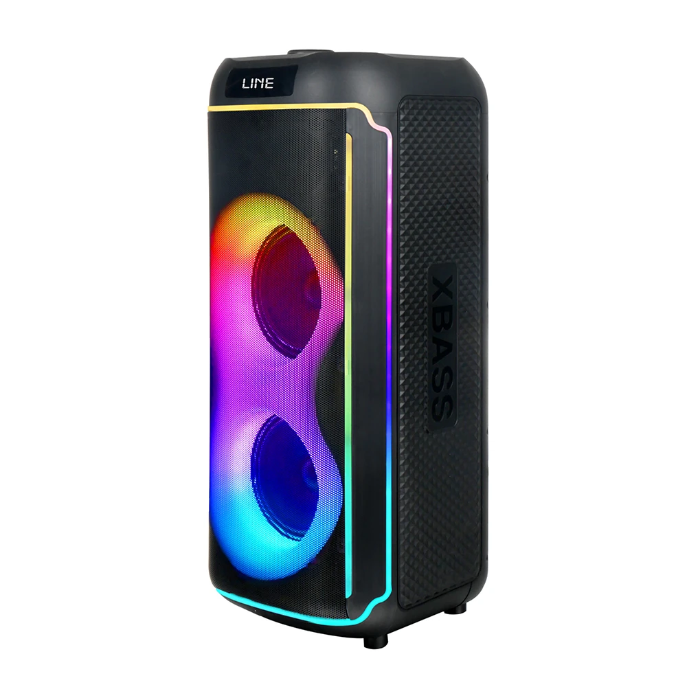 Ecruz GD-2606 Dijital LED Göstergeli FM Radyolu Mikrofonlu RGB TWS Çift 6.5 inç Stereo Bass Kablosuz Karaoke Hoparlör