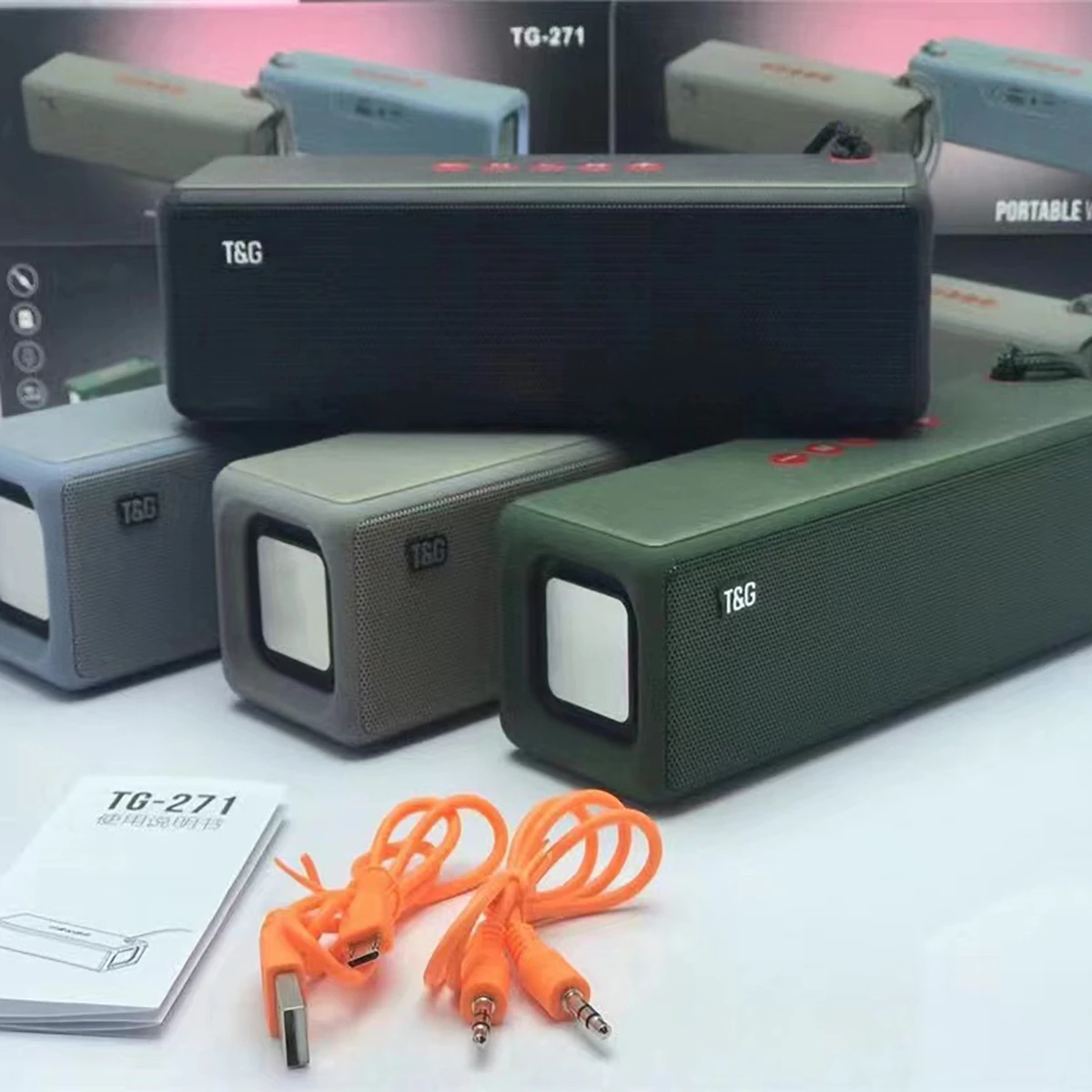 Ecruz TG271 İp Aksesuarlı FM Radyo Özellikli AUX USB Kart Okuyucu Portlu Bluetooth Hoparlör Speaker