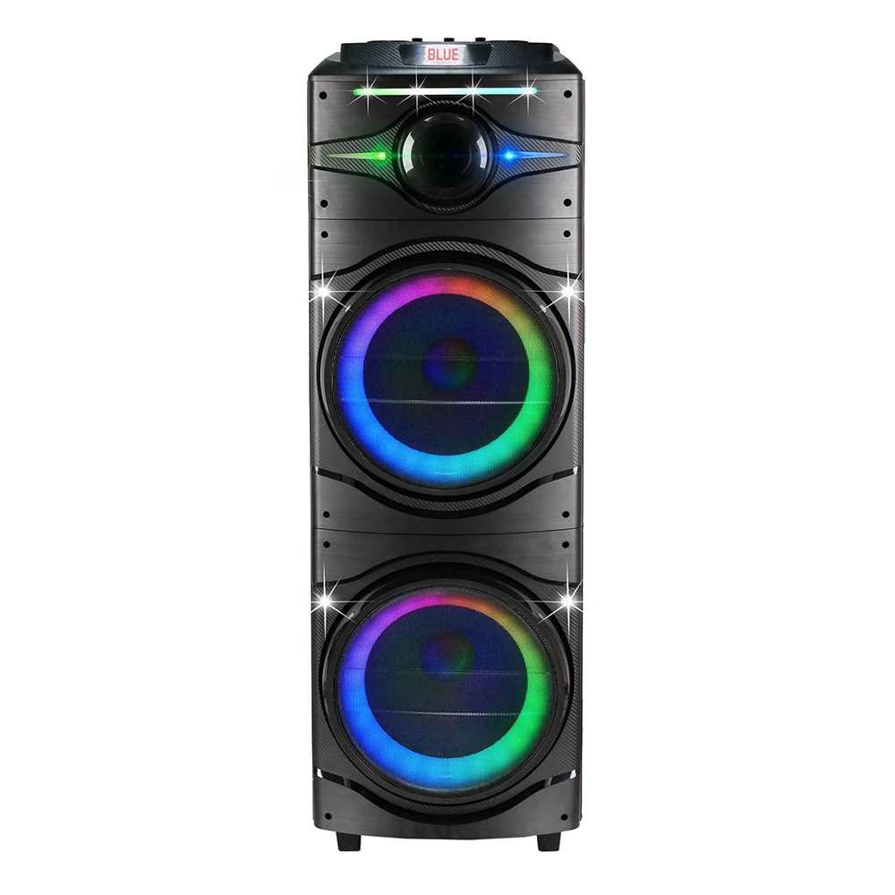 Ecruz GD-2016 Dijital LED Göstergeli FM Radyolu Mikrofonlu RGB TWS Çift 12 inç Stereo Bass Kablosuz Karaoke Hoparlör
