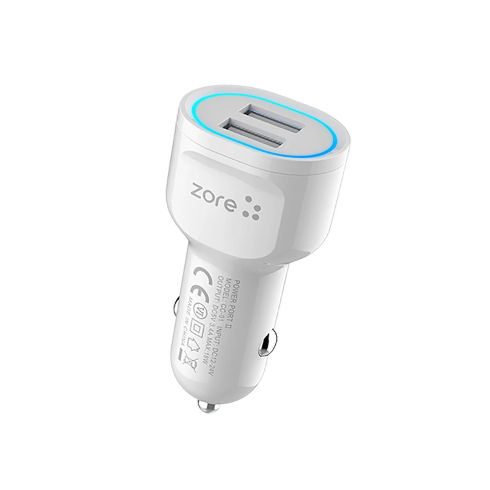 Ecruz CC-01 Hızlı Şarj Özellikli LED Işıklı Dual USB Araç Şarj Başlığı 18W