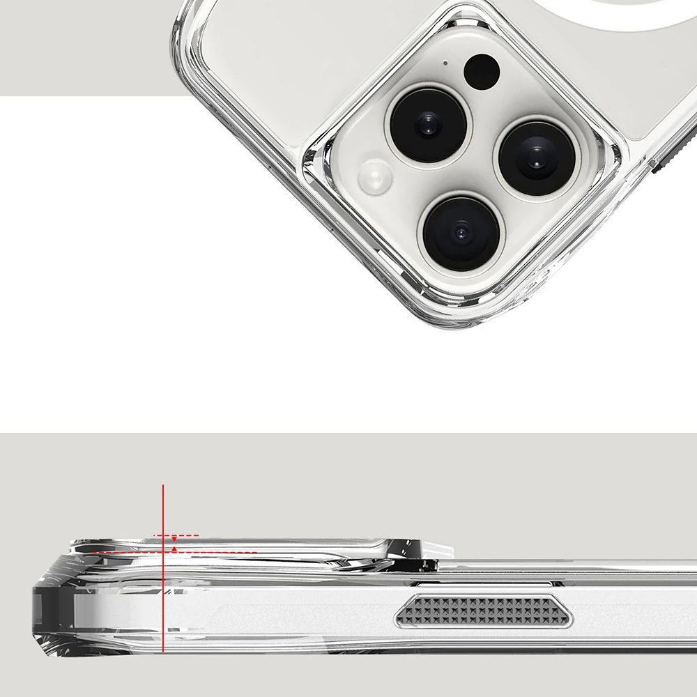 Apple iPhone 16 Pro Max Kılıf M-safe Şarj Özellikli Airbagli Şeffaf Ecruz İncek Kapak