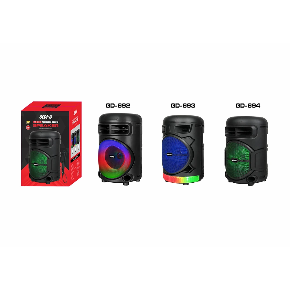 Ecruz GD-692 FM Radyolu Mikrofonlu RGB TWS 6.5 inç Stereo Bass Kablosuz Karaoke Hoparlör
