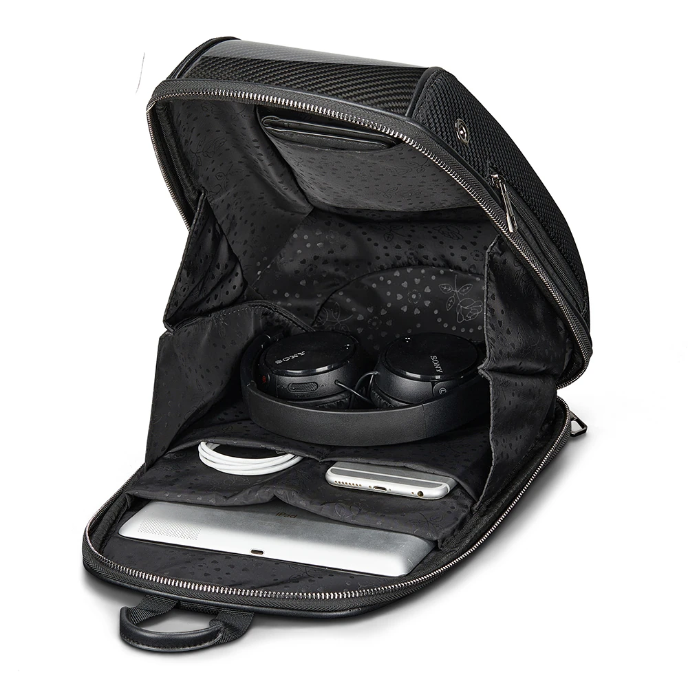 Ecruz Karbon Fiber Detaylı 5 Bölmeli Çengel Kancalı Spor Sırt Çantası