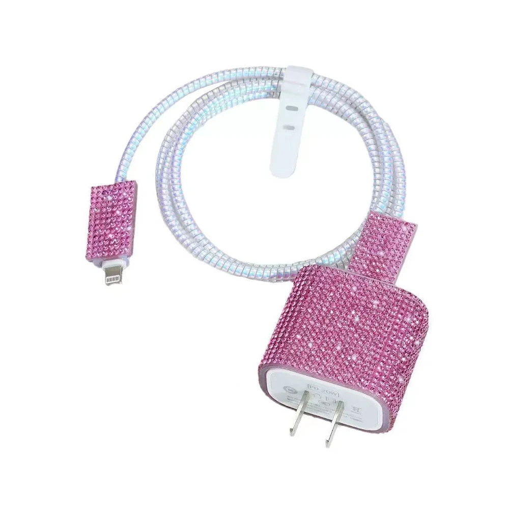 Ecruz Taşlı Şarj Aleti Koruyucu 4in1 Set