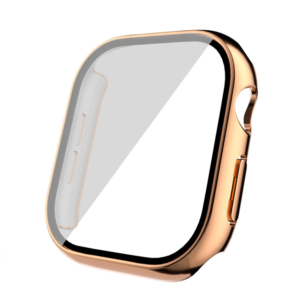 Apple Watch 10 42mm Sert PC Kasa Electroplatink Çerçeveli Ekran Koruyucu Ecruz Watch Gard 36
