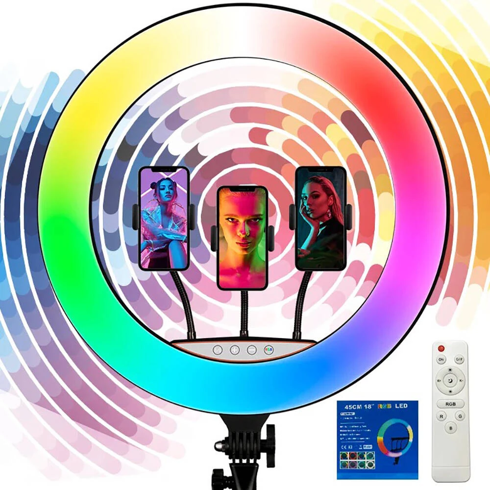 Ecruz RGB Light 45cm Işıklı Telefon Tutucu Ring Light