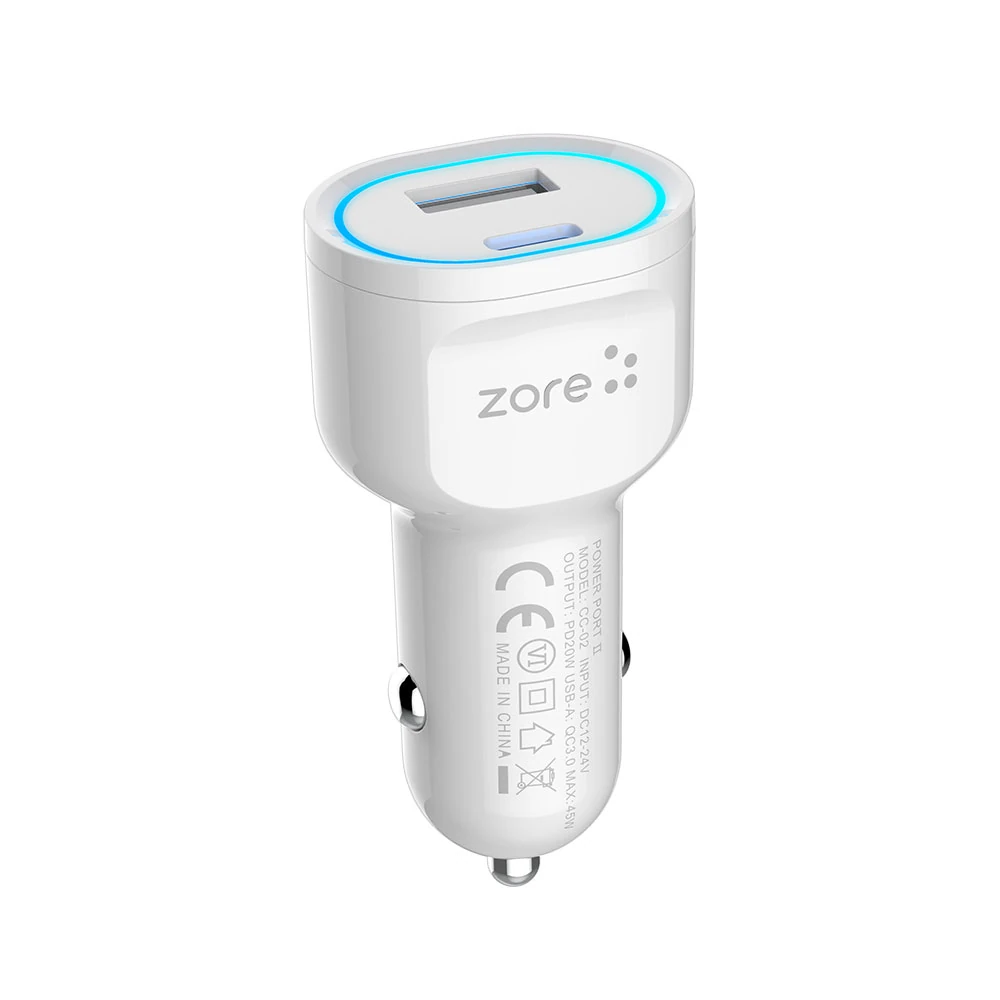 Ecruz CC-02 Hızlı Şarj Özellikli LED Işıklı QC 3.0 USB-A ve Type-C PD Araç Şarj Başlığı PD 20W