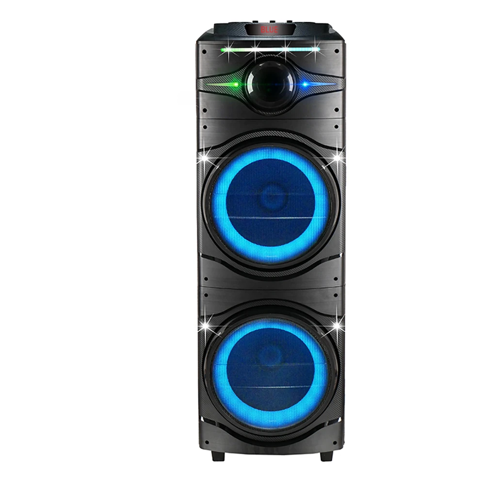 Ecruz GD-2016 Dijital LED Göstergeli FM Radyolu Mikrofonlu RGB TWS Çift 12 inç Stereo Bass Kablosuz Karaoke Hoparlör
