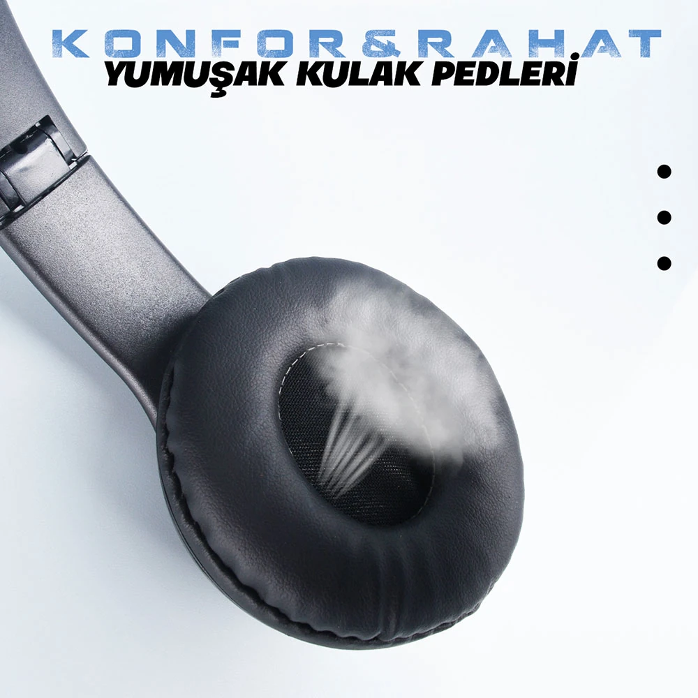 Ecruz ST95 Güçlü Ses Özelliği Ayarlanabilir ve Katlanabilir Kulak Üstü Bluetooth Kulaklık