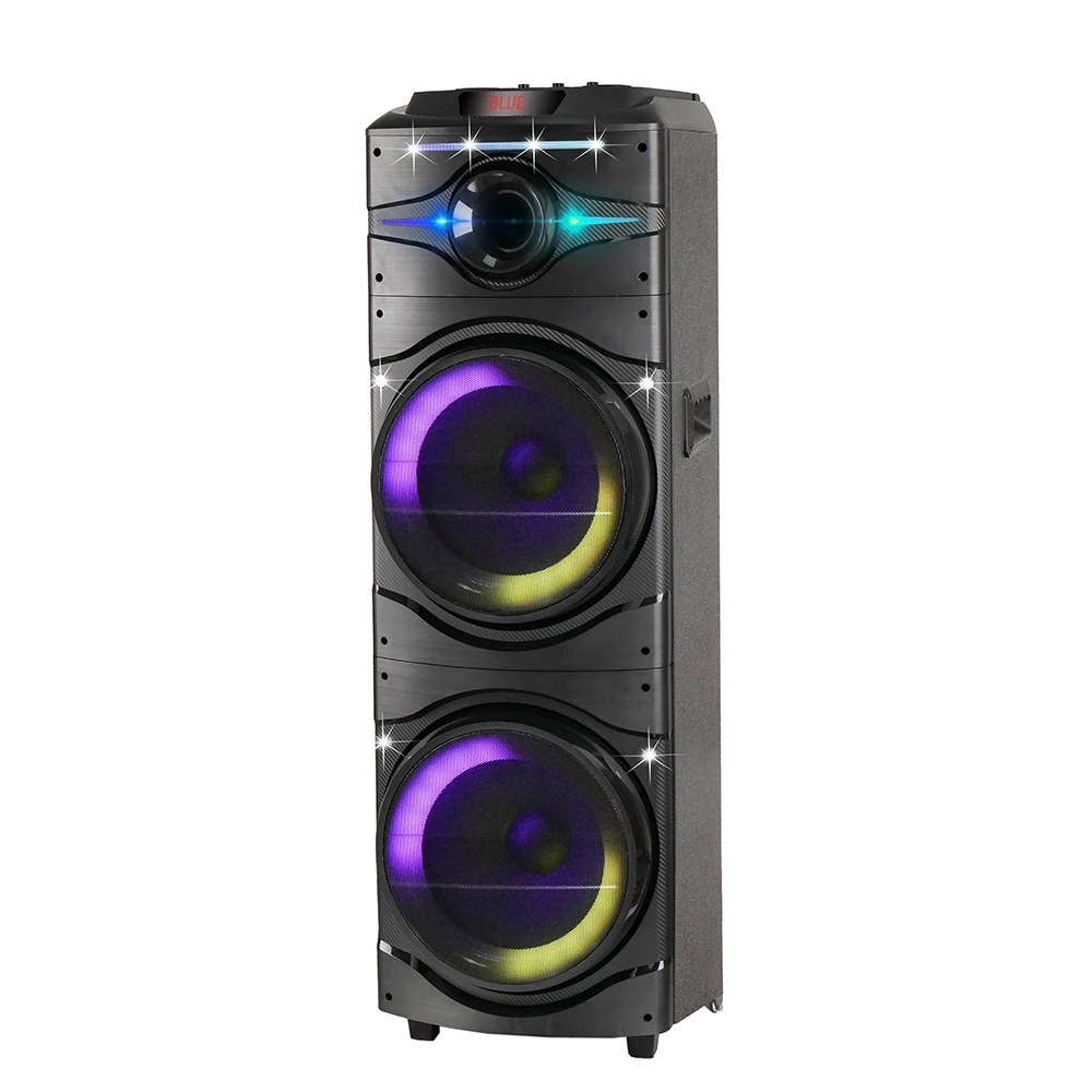 Ecruz GD-2016 Dijital LED Göstergeli FM Radyolu Mikrofonlu RGB TWS Çift 12 inç Stereo Bass Kablosuz Karaoke Hoparlör