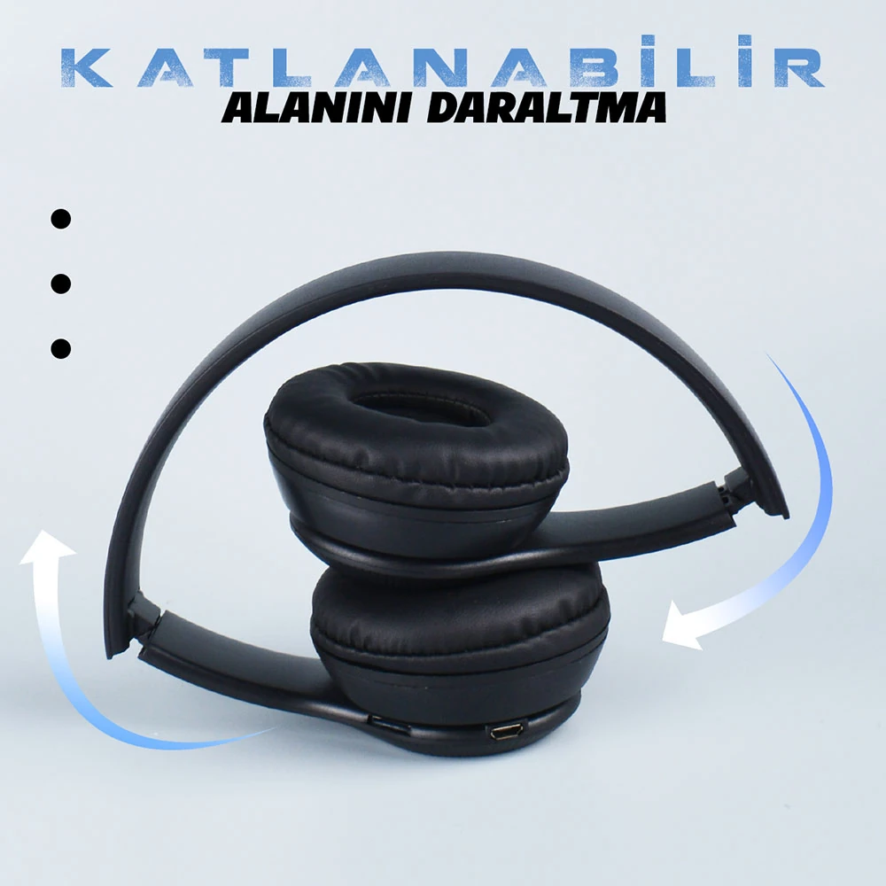 Ecruz ST95 Güçlü Ses Özelliği Ayarlanabilir ve Katlanabilir Kulak Üstü Bluetooth Kulaklık