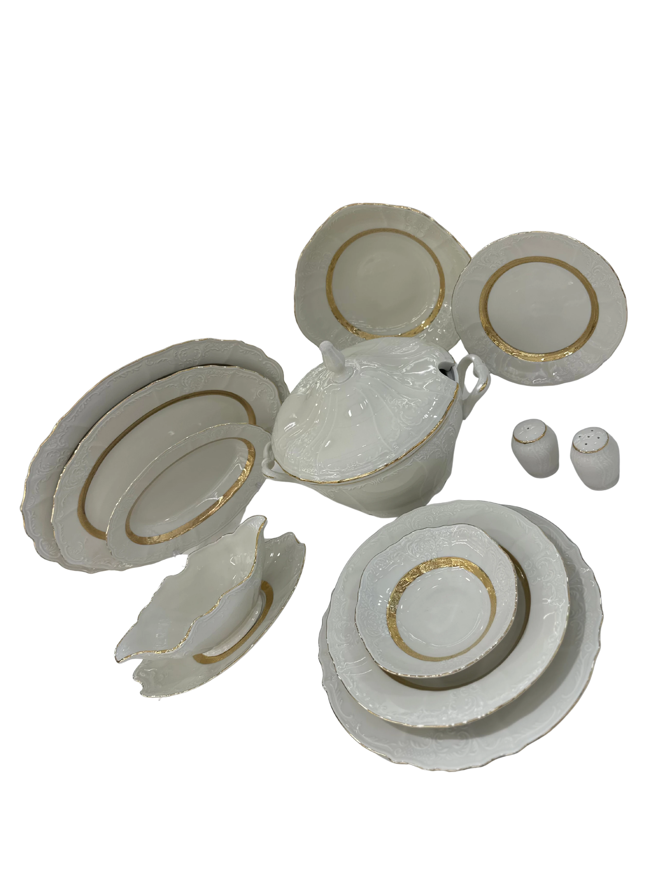 BERNADOTTE ÇİFT BANT ALTIN 77 Parça 12 Kişilik Yemek Takımı