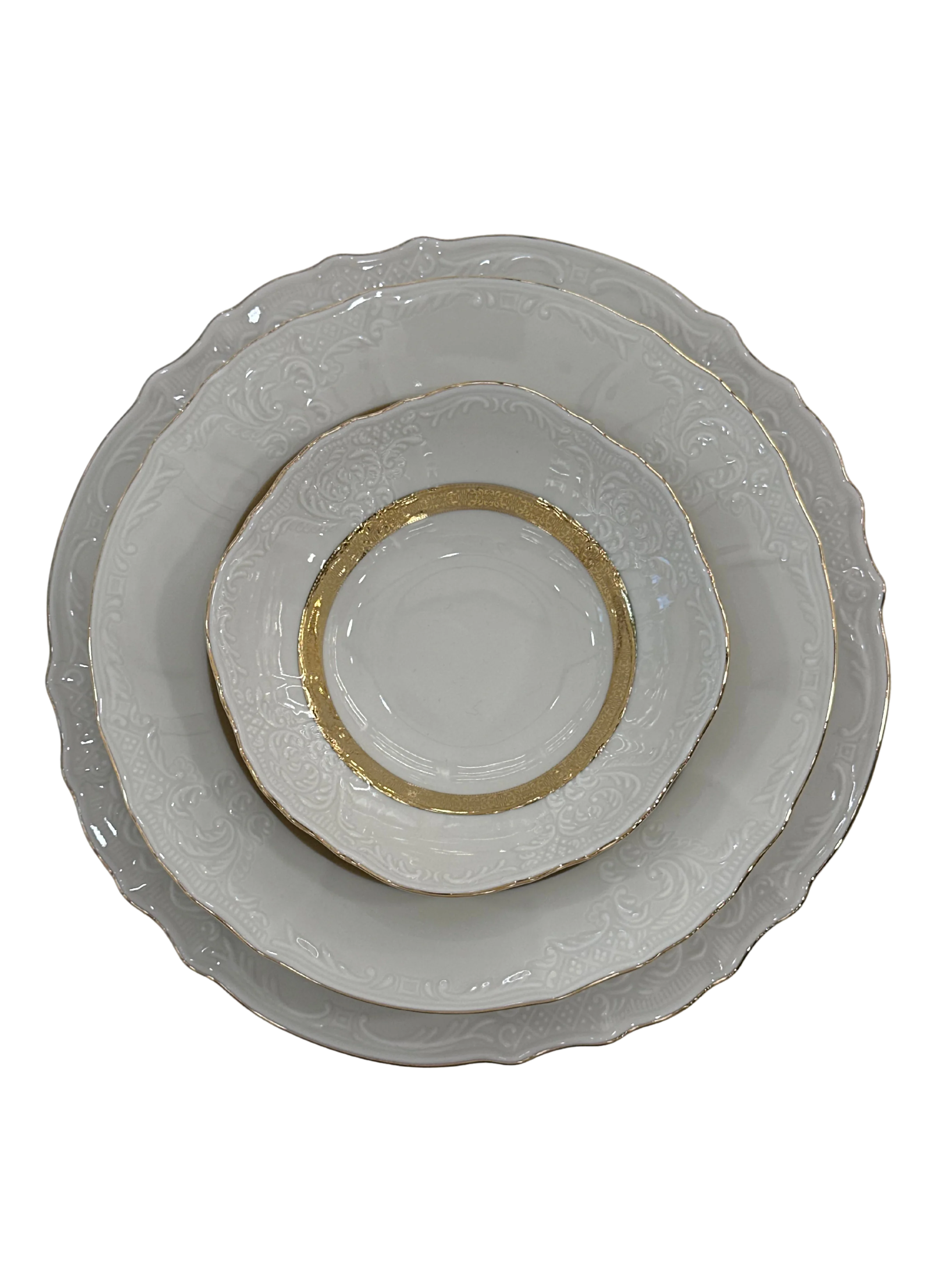 BERNADOTTE ÇİFT BANT ALTIN 77 Parça 12 Kişilik Yemek Takımı