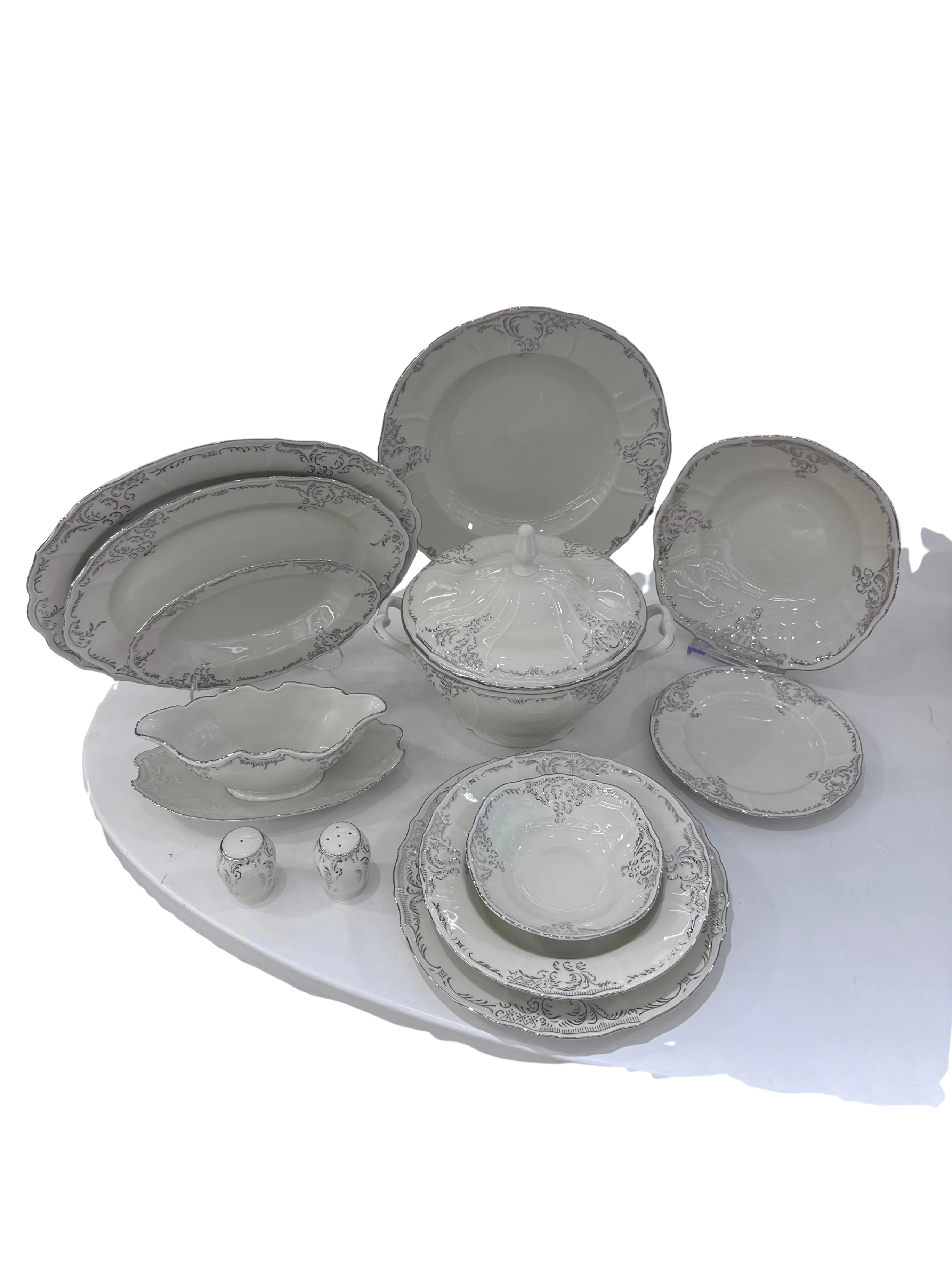 BERNADOTTE İNGİLİZ PLATİN 77 Parça 12 Kişilik Yemek Takımı