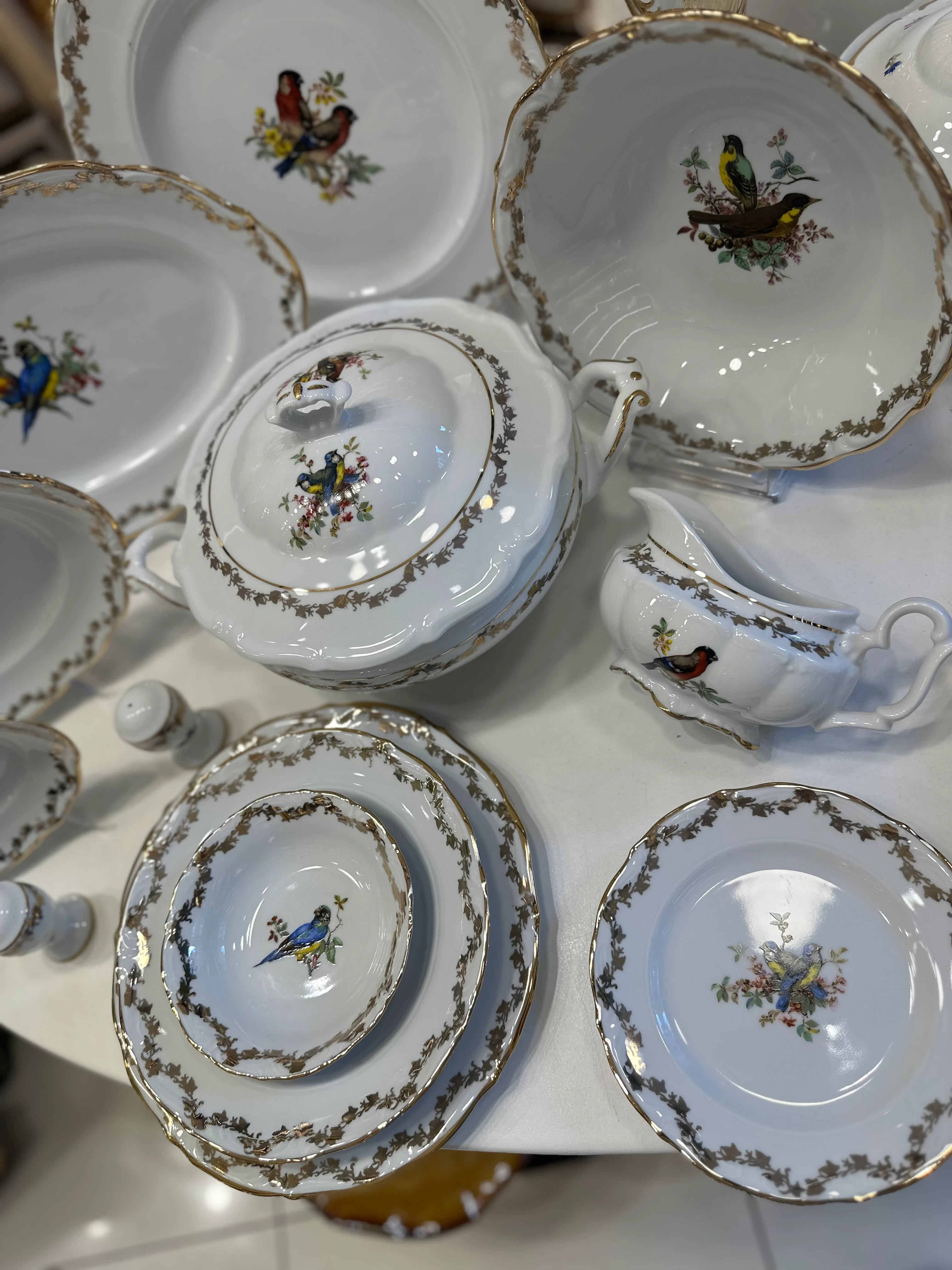 S.Clairy antik birds 62 Parça 12 Kişilik Yemek Takımı