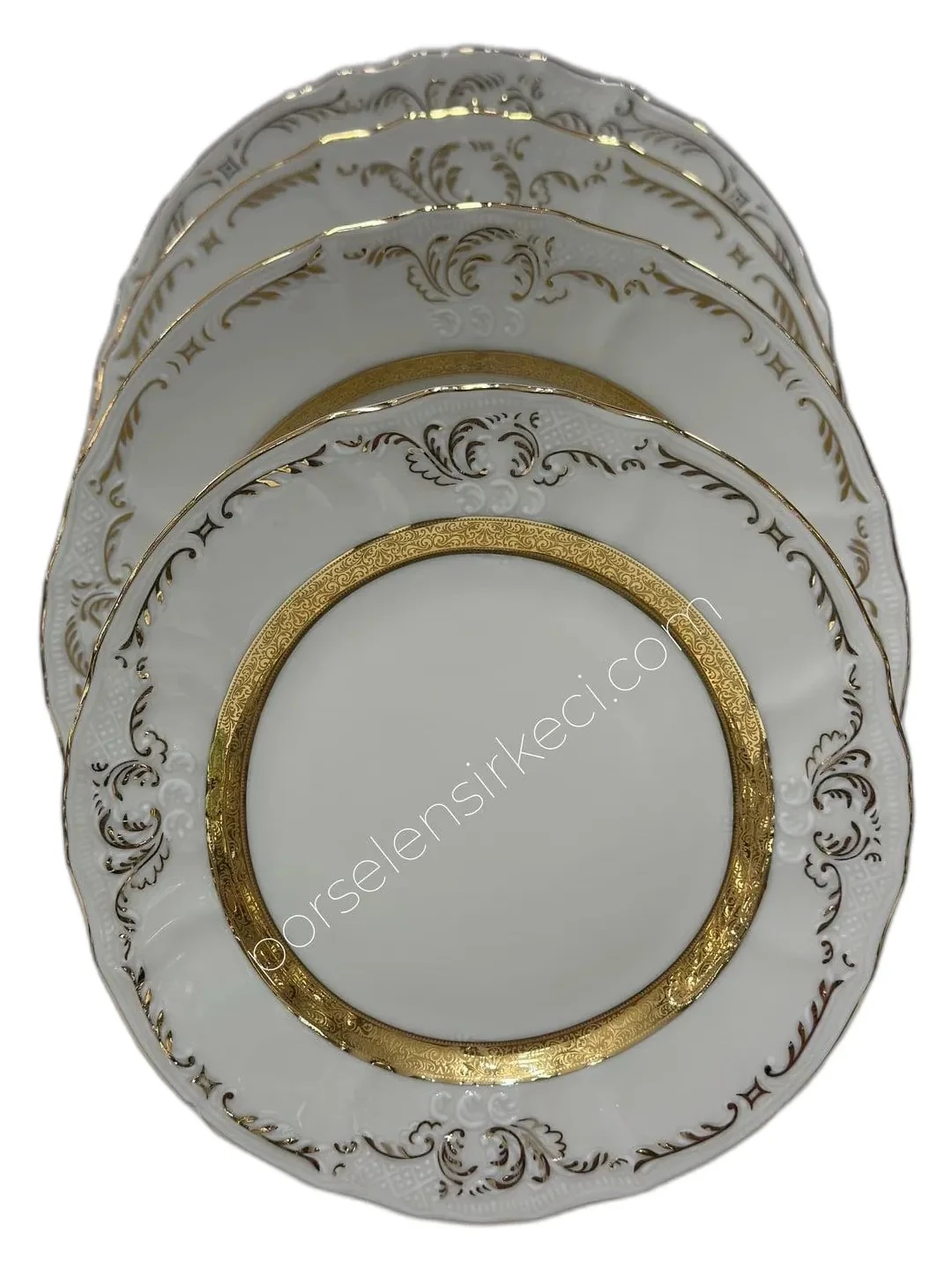 Bernadotte İngiliz Kalın Bant Altın 77 Parça 12 Kişilik Yemek Takımı