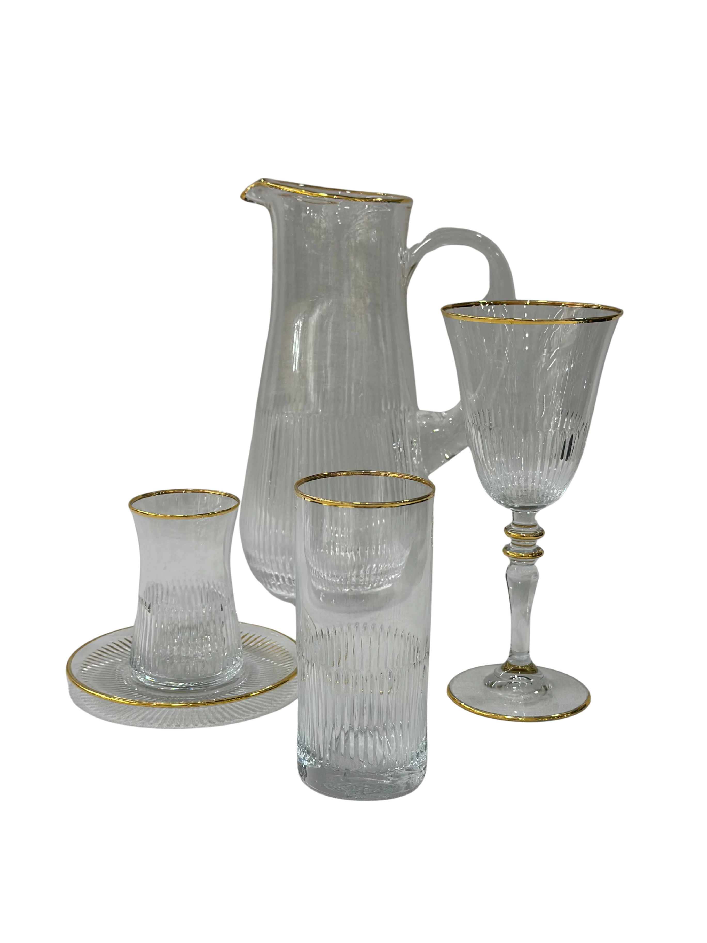 S.GLASS EL KESME ALTIN BANT 49 parça 12 kişilik bardak seti