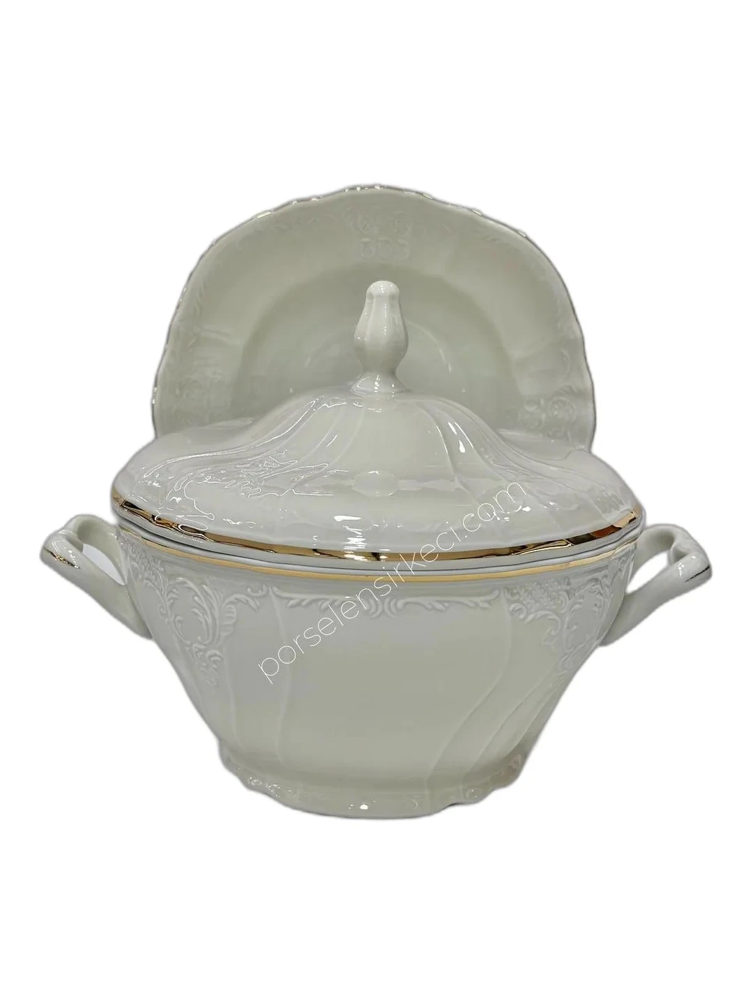 Bernadotte Bant Altın 58 Parça 12 Kişilik Porselen Yemek Takımı